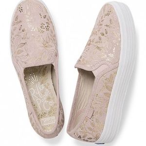 keds rifle paper co blush and gold triple decker 8.5
